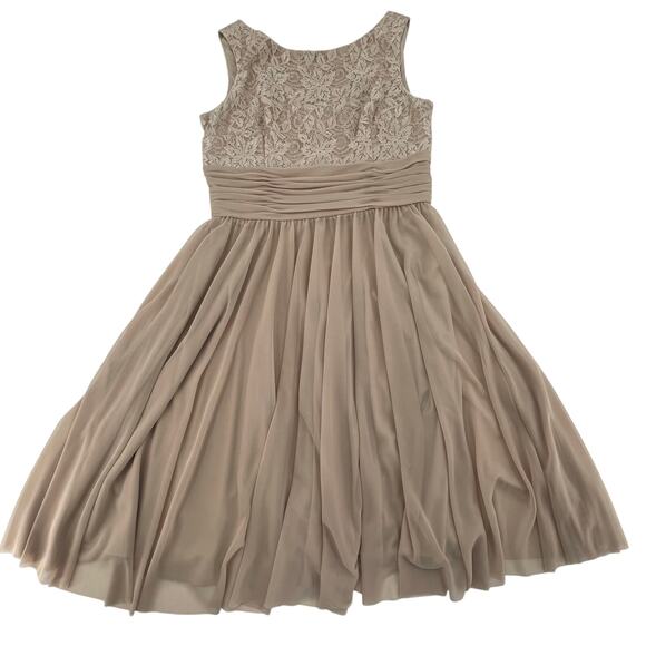 J.H. Evenings Sleeveless Cocktail Dress, Beige/Gold, Sz. 10, Mother Of Bride - Picture 5 of 9